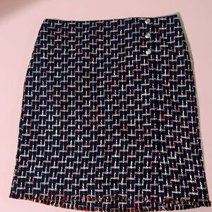 Talbots Chic Navy and Red Patterned Pencil Skirt